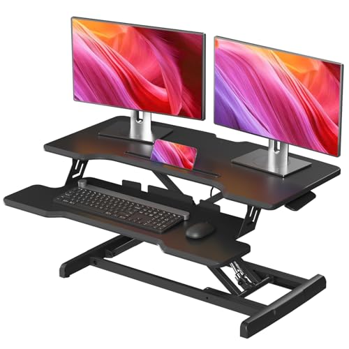 JYLH JOYSEEKER 32-Inch Black Standing Desk Converter - Sit to Stand Riser