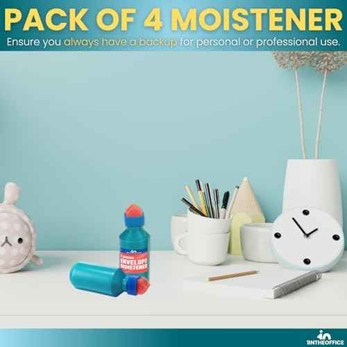1InTheOffice Envelope Moistener, Envelope Sealer Bottle Wedge Sponge, Tipped Squeeze Bottle, Spill Proof (4 Pack)