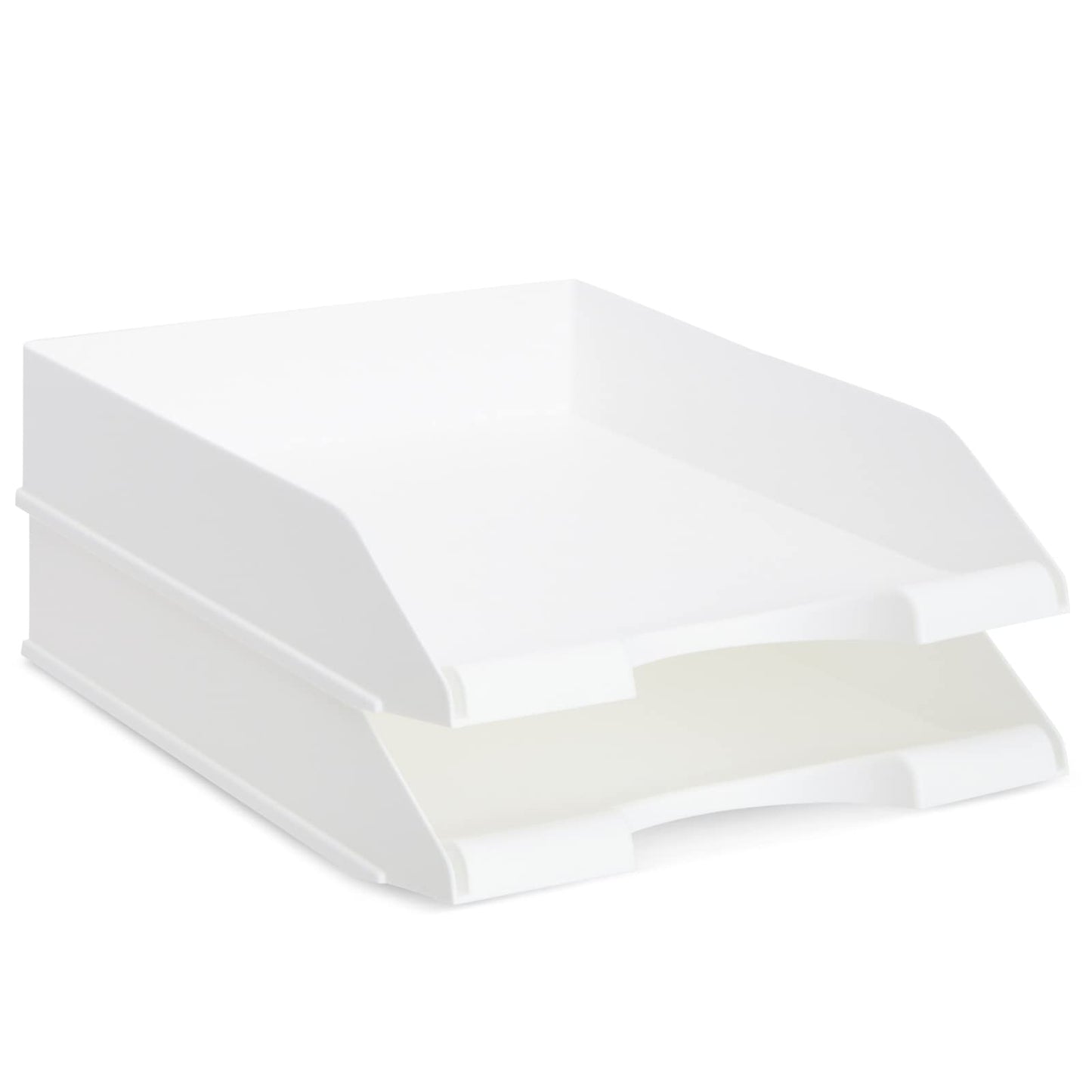 Stockroom Plus Rectangular Letter Trays - Paper Trays for Classroom - Desktop Paper Organizer & File Holder - Document Organizer for Desk Storage - Pack of 4, White, 10 x 13.5 x 2.5 in
