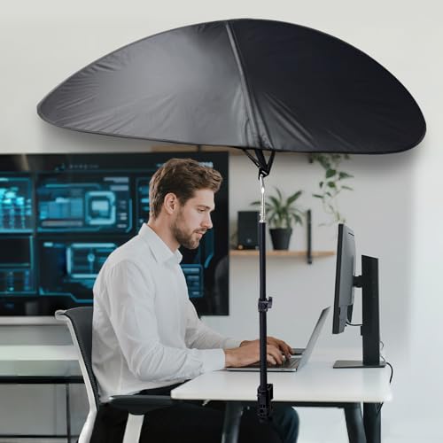 VSUNTENT 39" Round Office Cubicle Light Shade with Clamp, Anti-Glare Sunlight Blocker (Black) - 36" Version