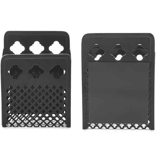 Magnetic Pen Holder, Mesh Metal Strong Magnet Dry Erase Marker Holder Pencil Organizer Small Items Basket for Refrigerator, Whiteboard, Locker Accessories-Black