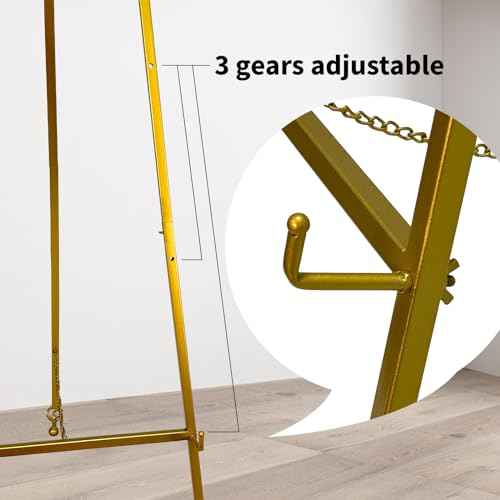 Iron Adjustable Arts & Crafts Easels,Metal Easel Stand with Chain Support for Mirror,58 Inch Floor Easels for Display Wedding Sign(Gold)