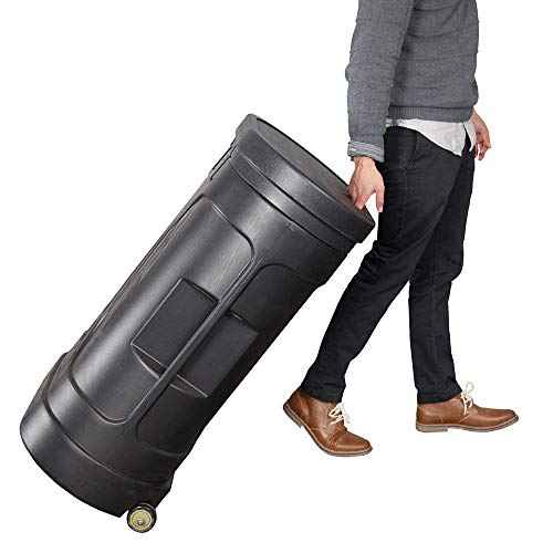 Vispronet Hard PVC Case with Wheels and Removable Lid ? Interior Dimensions are 26.5in x 30.5in x 11in ? Weighs 37lbs and Stands 39in Tall ? Comes with a White Wood Grain Laminated Foldable Tabletop