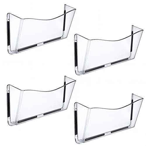 Azar Displays 250045 Clear Plastic Wall Mount File Holder with Magnets, Legal(Magnetic), 4-Pack