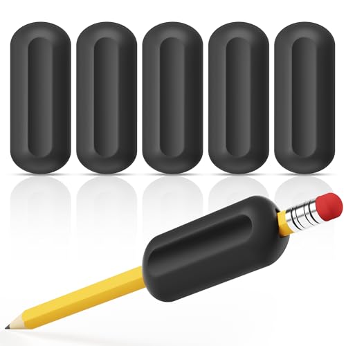 ELETIUO Black 5-Pack Weighted Pencil Grips - Silicone Handwriting Aid for Kids & Adults