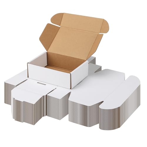 PHAREGE 50 Pack Small Shipping Boxes 6x4x2 Inch White Mailer Boxes