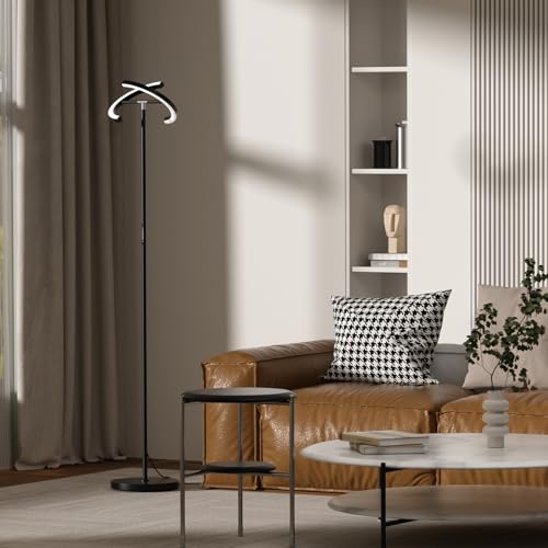 SIBRILLE Black LED Floor Lamp - Dimmable Uplighter with Remote & Rotatable Head