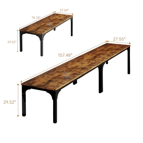 Trggivs 13FT Brown Conference Table Set - 2 Pieces Large Office Meeting Desks