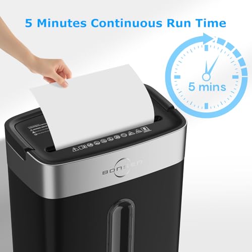 BONSEN Black 8-Sheet Cross Cut Credit Card Shredder for Home Office, 4-Gallon Bin