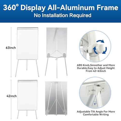 Portable White Board Dry Erase with Stands,Foldable Magnetic Standing Whiteboard Flip Chart Easel for School Office and Home(36x24 White)