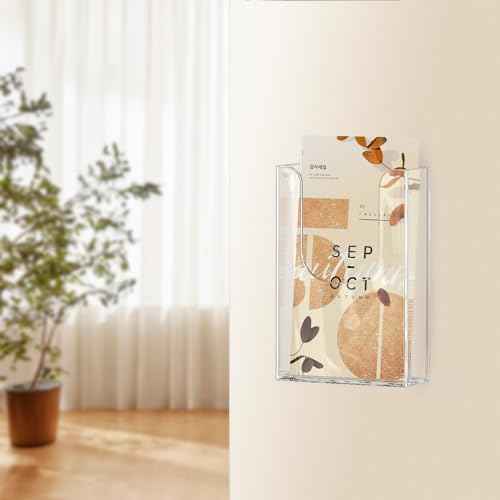MaxGear Brochure Holder 4x9 inch Acrylic Pamphlet Holder Clear Plastic Flyer Holder Wall Mount for Ofiice, School, Exhibition, 12 Pack