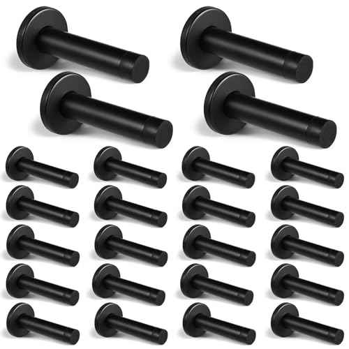 24Pcs Door Stopper, 3.5 Inch Heavy Duty 304 Stainless Steel Door Stop with Rubber Tip, Wall Mounted Door Stopper for Wall Protection, Sound Dampening, Matte Black