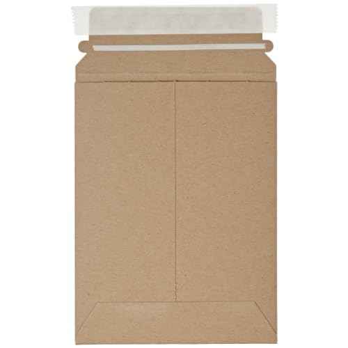 Aviditi 6 x 8" Stayflats Brand Rigid Flat Mailers, Kraft (Pack of 100) Photo Document Mailers, Peel & Seal Closure, Tear Strip Easy Opening.