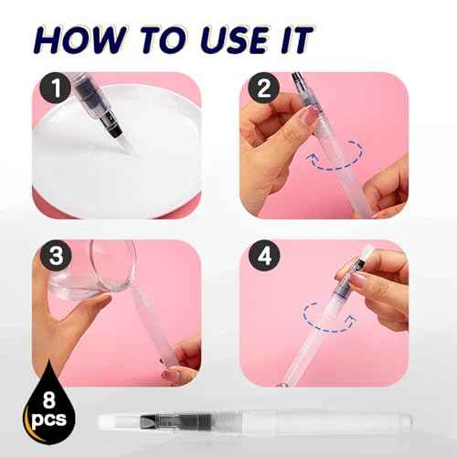 Pencil Style Envelope Sealer Moistener - Set of 8, Letter Sealer Envelope & Stamp Moisteners with Fine Nylon Brush Head Mailing Moistener Wetter Roller for Office or Classroom Use