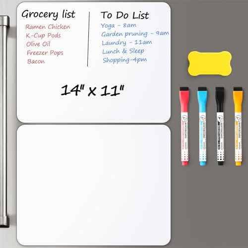 2 PCS Magnetic Dry Erase Whiteboard for Fridge, 14"x11" Reuasble & Erasable White Board Sheet for Refrigerator, Freezer - Smooth & Flexible Magnet Blank Notepad for Home, Kitchen Organizer and Planner