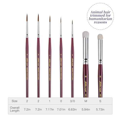Kolinsky Sable Miniature Paint Brushes - Golden Maple 7pcs Detail Paint Brushes Drybrushes for Acrylic Watercolor, Small Fine Detail Paint Brush Set for Mini Paints (red)