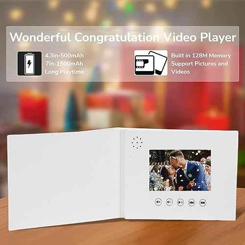 Video Greeting Card, Electronic Video Brochure with LCD Screen, Support Picture and Video DIY, Wedding Decorations and Gift(4.3inch)