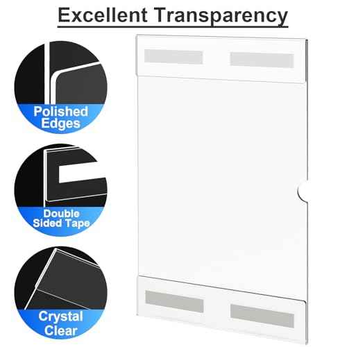 Acrylic Sign Holder 11 x 17 inches Wall Mount, 6 Pack Adhesive Vertical Wall Sign Holders Clear Acrylic Frames with 3M Double Sided Tape Clear Plastic Poster Holder for Office, Hospital, Restaurant, Trade Shows - No Drilling