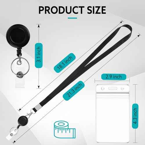 3 Pack Lanyards for ID Badges Holder Retractable Lanyards for Cruise Ship Cards Badge Reel Clip with ID Holders Clear Waterproof