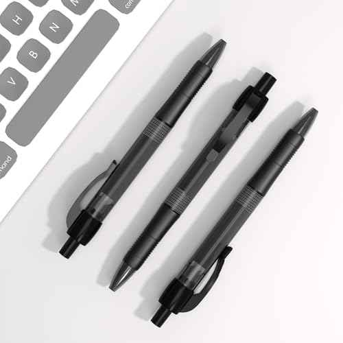 deegtran Pens Bulk, 30 Pack No Bleed Black Ink Click Pens with Soft Grip, Wholesale Retractable Ballpoint Pens for Office School, Medium Point Smooth 1.0MM