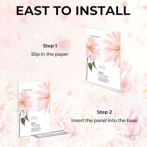 18 Pack 4x6 Acrylic Sign Holders, Clear Plastic Picture Frames 4x6 ? Double-Sided Vertical Table Number Holders Acrylic Display Stands for Restaurants Weddings Offices ? T-Shape Photo Holder for Table