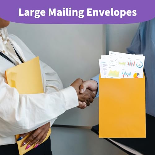 Creebe Yellow 10x13 Self-Seal Manilla Envelopes - Pack of 100 for Mailing & Storage