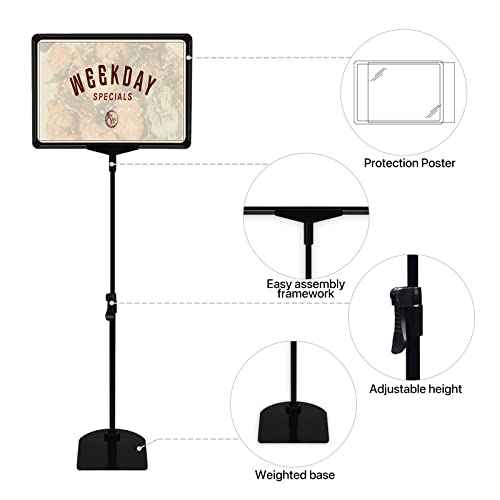 Sign Holder Stand 8.5x11 Inch for Floor Table, Adjustable Tabletop Sign Holder Floor Poster Stand, Vertical & Horizontal View (Black,4Pcs)