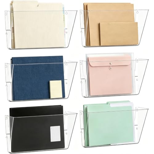MINDEPOT 6 Pack Acrylic Wall File Organizer Clear Office Storage