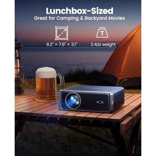 [Netflix-Licensed/4K Supported/Compact Design] Smart Outdoor Projector with WiFi6 and Bluetooth, Movie Projector, DoIby Audio w/ HDMI ARC, Built-in Apps, AI Auto Focus, Portable Home Proyector P65