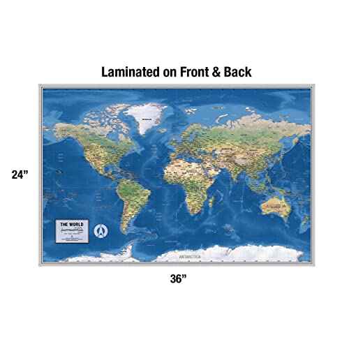 Laminated World Ranger Map Poster | Physical Style Map | Includes The Most Legible Location Labels | 36¡± x 24¡± | Shipped Rolled in a Tube, Not Folded | Great for The Home, Office, or Classroom...