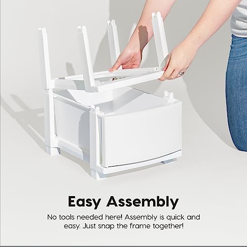 IRIS USA 4-Drawer Slim Storage Organizer, White Matte Front (Narrow)
