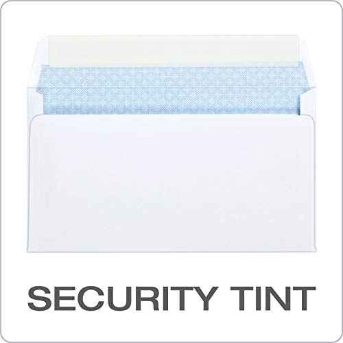 Quality Park #6 3/4 Self-Seal Security Envelopes, Security Tint and Pattern, Redi-Strip Closure, 24-lb White Wove, 3-5/8 x 6-1/2, 100/Box (QUA10417)
