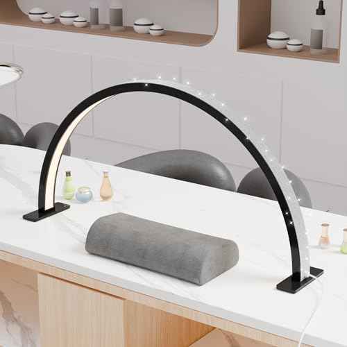 Large Half Moon Light for Nail Desk, 30" 48W Professionals Led Light, Desk Lamp for Lash Eyelash Extension,Makeup Desk lamp,Color Temperature 2700K-6000K, Salon&Home(Black Diamond)