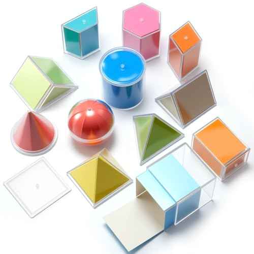 Faccito Set of 12 Folding Geometric Shapes 2D 3D Geometric Solids Early Math Multicolored Shapes Manipulatives and Geometry Set for Kids Math Teacher Aids Supplies