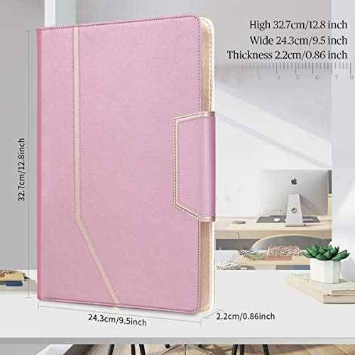 Toplive Portfolio Case, Conference Folder Executive Business Padfolio with Document Sleeve, Letter/ A4 Size Clipboard, Business Card Holders, Portfolio Padfolio for Women & Men, Rose Gold