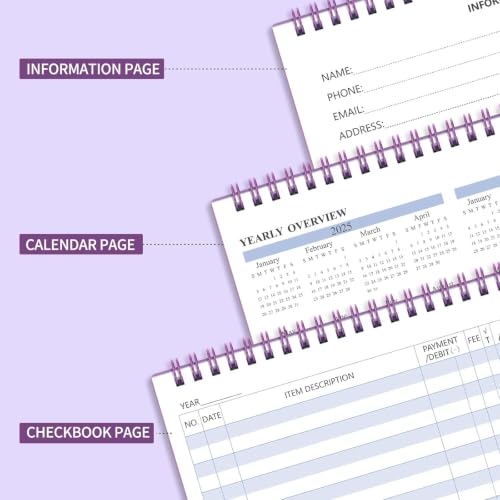 Blugool Checkbook Register Wide Edition 8.4 x 6.1 in - Purple