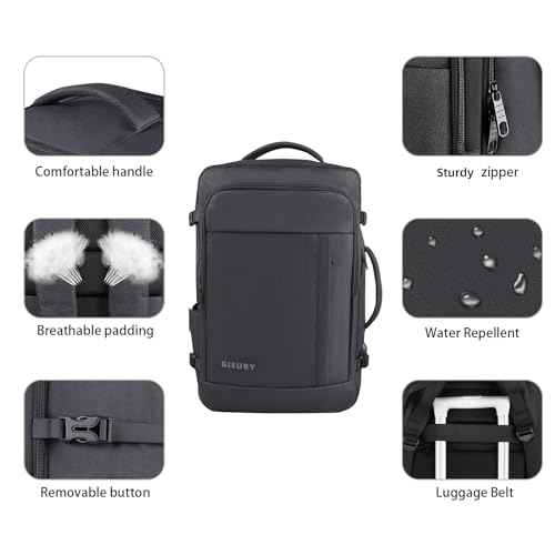 Carry On Backpack, 50L Travel Backpack, Luggage Backpack TSA Flight Approved Laptop Backpack for Men & Women, Large Expandable 40L Daypack Lightweight Business Weekender Bag, Black