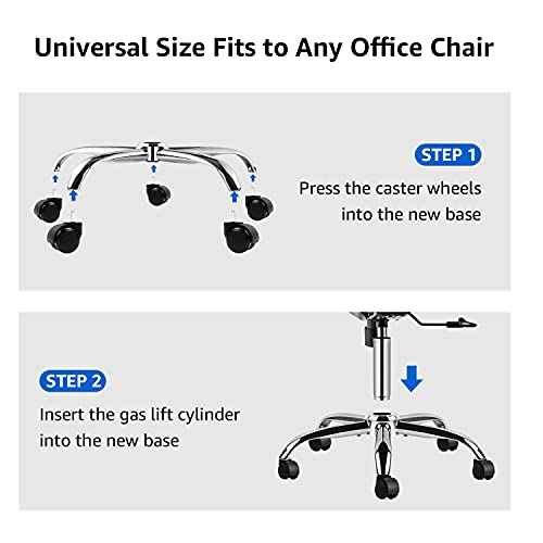 Mastery Mart Office Chair Base Replacement, 28 Inch Heavy Duty(2500 Lbs) Metal Leg, Reinforced to Repair Swivel Gaming Chair Bottom Part with Universal Caster and Gas Cylinder Size (Silver)