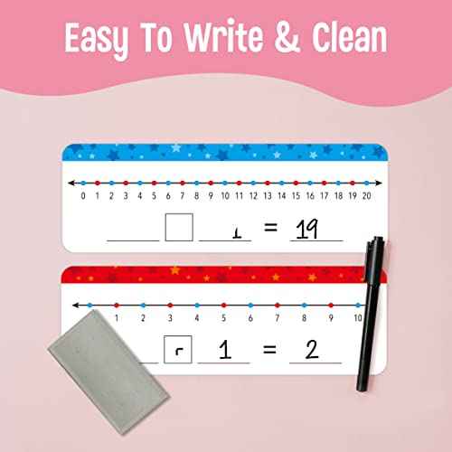 26 Packs Number Line Dry Erase Boards Cards, Double Sided Writable and Erasable Board-0-10 on One Side & 0-20 on Other Side Math White Board for Kids, Students, Classroom and Home (12¡± x 4¡±)