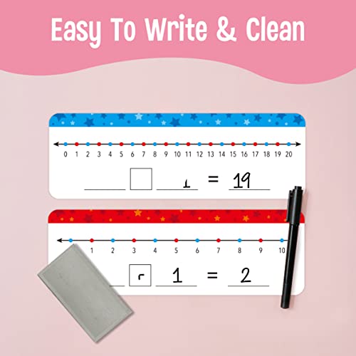 Stars 0-10 & 0-20 Number Line Dry Erase Boards Set - 26 Pack, Double Sided, Classroom & Home Learning Tool