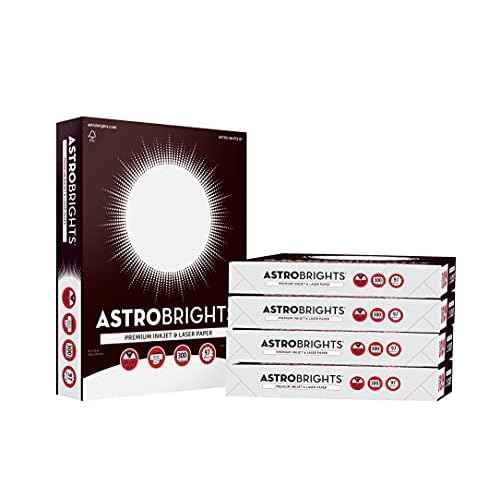 Astrobrights¢ç Printer & Copy Paper, 8.5" x 11", 28lb/105gsm, 97 Brightness, White, 5 reams of 300 sheets per ream, 1,500 sheets per carton (91738-01)