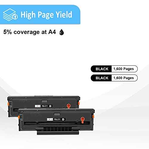 PB-211 PB211 PB 211 PB-211EV PB 211EV Compatible Toner Cartridge 1600 Pages for P2500W P2502W P2207 M6550 M6500NW M6550NW M6600 M6600NW M6602NW M6552 M6552NW M6602N Printers (Black,2-Pack)