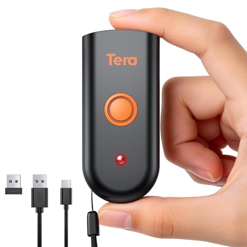 Tera 2D Mini Orange Waterproof Wireless Barcode Scanner - Portable Pocket Reader