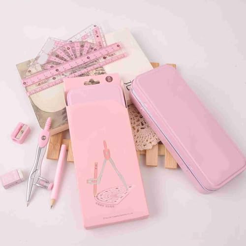 Pink Geometry Set with Compass, Rulers, Protractor & Sharpener - ZJchao