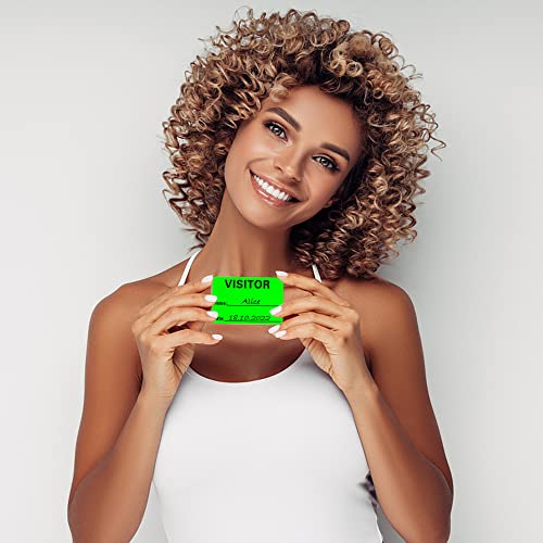 HYBSK Fluorescent Green Visitor Badge Stickers 2x3 in, 300 per Roll, Easy Write-Once Passes