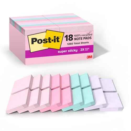 Post-it Super Sticky Mini Notes, Wanderlust Pastels, 1 7/8 in x 1 7/8 in, 100% PEFC, SGSCH-PEFC-COC-110078
