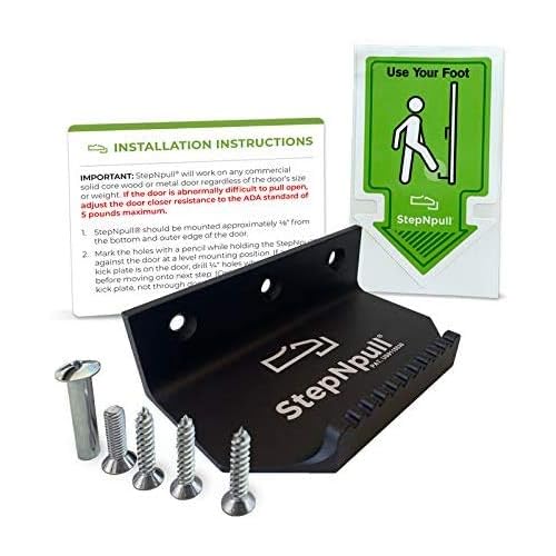 Hands Free Door Opener ? 2pk No Touch Door Foot Pull & Commercial Touchless Door Opener Tools for Bathroom (Black - 2 Count)