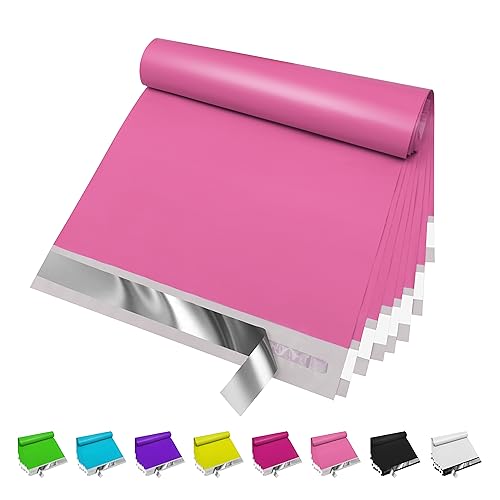 JinRuiKJ Poly Mailers 10x13 Inch 100 Pcs, Strong Adhesive Shipping Bags for Clothing, Durable Thick Mailing Envelopes with Self Seal, Packaging Bags for Small Business - Pink