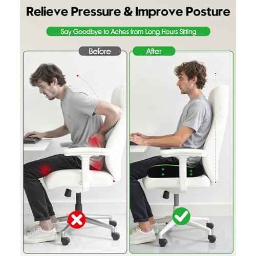 Ergonomic Office Chair Cushion ? Gel Memory Foam Seat Pad with Non-Slip Cover, Pressure Relief for Long Sitting, Back Pain, Tailbone Support (Black)
