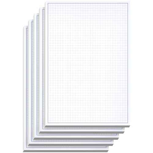 Graph Paper Pad for Blueprint Drawings, Drafting, Engineering Drawing, and Planning - Graph Paper 8.5x14 Blueprint Quadrille Grid Paper Pads with Blue Lines, High Brightness 50 Sheets (5-Pack)